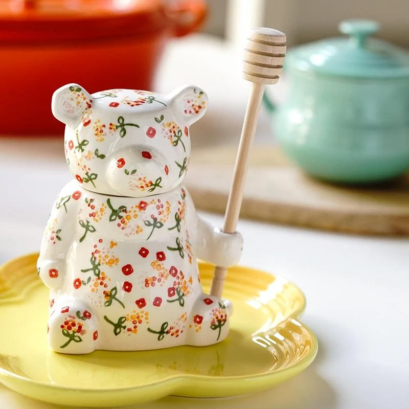 Ceramic Bear Honey Jar -