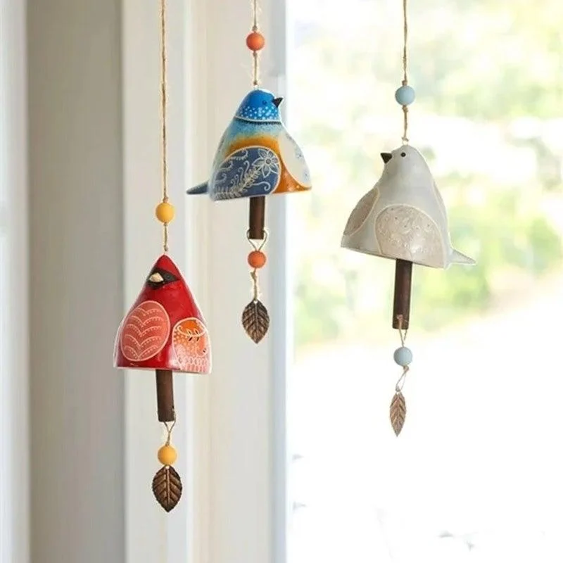 Ceramic Bird Wind Chime Song Bell Garden Yard Home Decoration -  - #tag1#