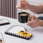 Ceramic Black and White Piano Coffee Cup Saucer Set tag1