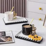 Ceramic Black and White Piano Coffee Cup Saucer Set tag1