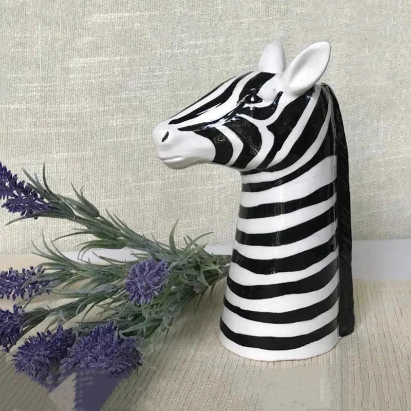Ceramic Black and White Zebra Vase -  - #tag1#