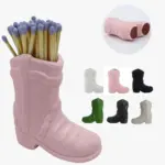 Ceramic Cowboy Boot Match Stick Holder With Striker tag1