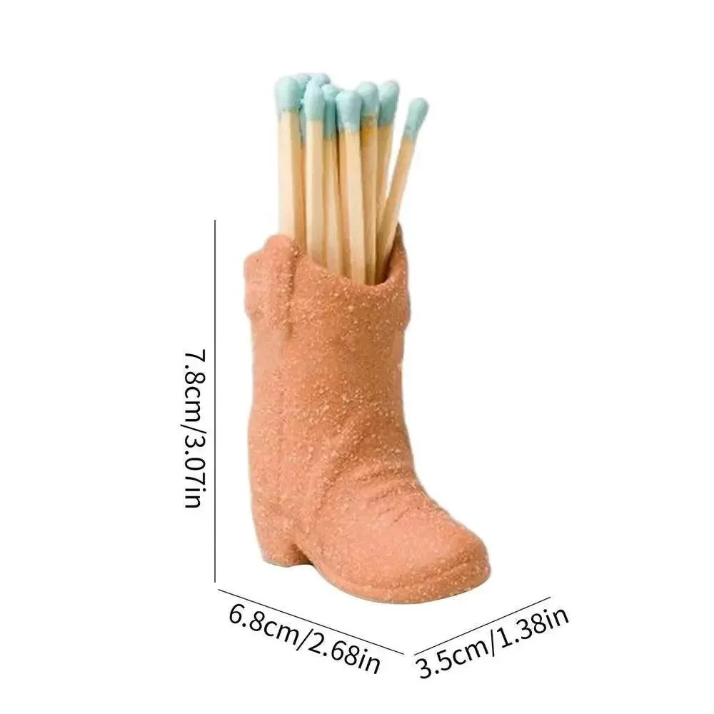 Ceramic Cowboy Boot Match Stick Holder With Striker -  - #tag1#