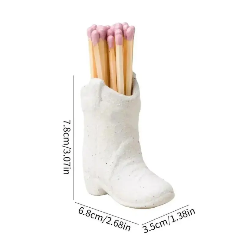Ceramic Cowboy Boot Match Stick Holder With Striker tag1