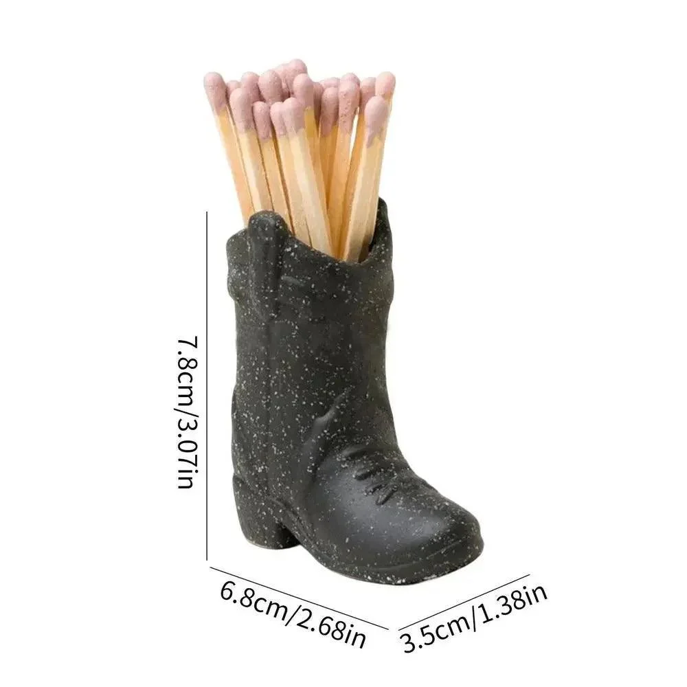 Ceramic Cowboy Boot Match Stick Holder With Striker -  - #tag1#