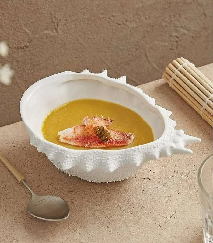 Ceramic Crab Bowl with Lid - White -  - #tag1#