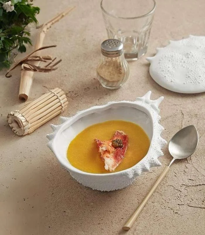 Ceramic Crab Bowl with Lid - White -  - #tag1#