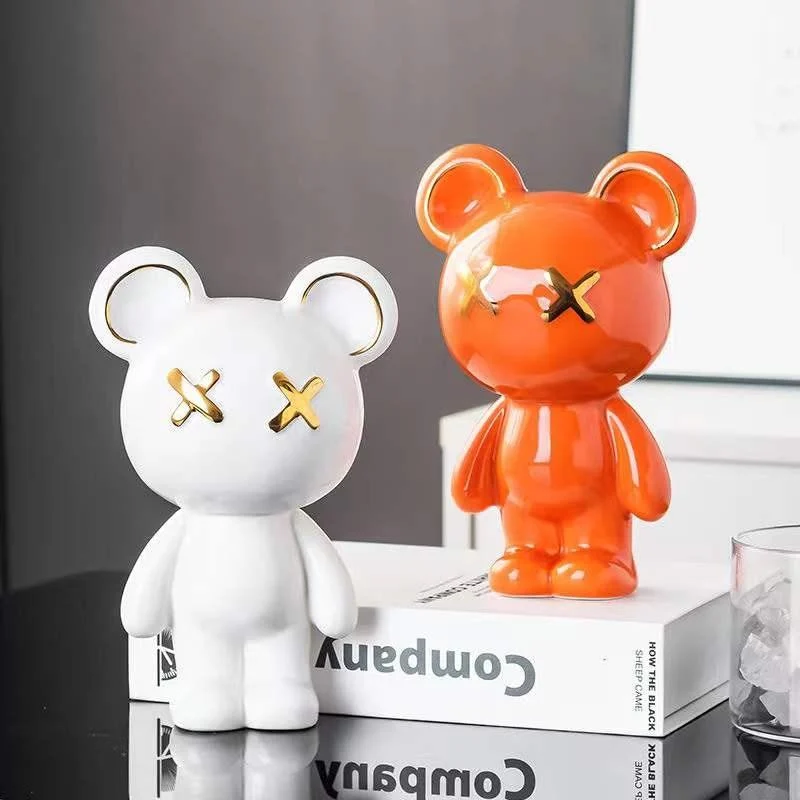 Ceramic Cross Eyed Bear - - #tag1#