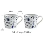 Ceramic Cups Jug Ink Hand painted White Blue tag1