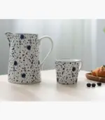 Ceramic Cups Jug Ink Hand painted White Blue tag1