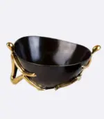 Ceramic Decorative Accent Bowl with Gold Human Abstract Figures Black tag1