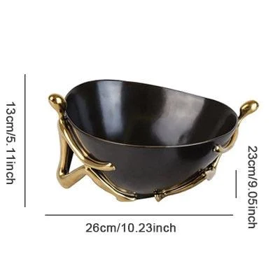 Ceramic Decorative Accent Bowl with Gold Human Abstract Figures Black -  - #tag1#
