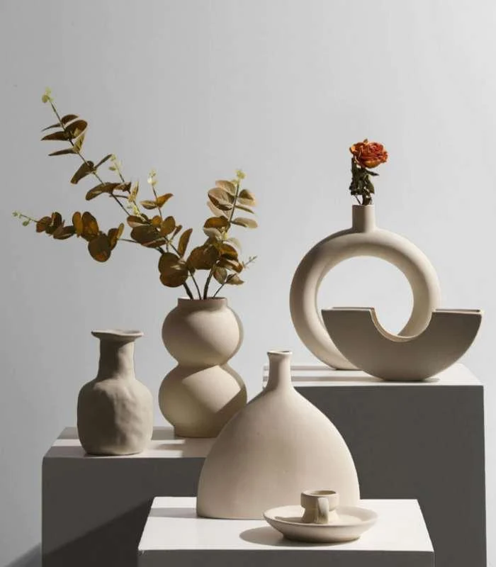 Ceramic Decorative Vase Nordic Style Beige -  - #tag1#