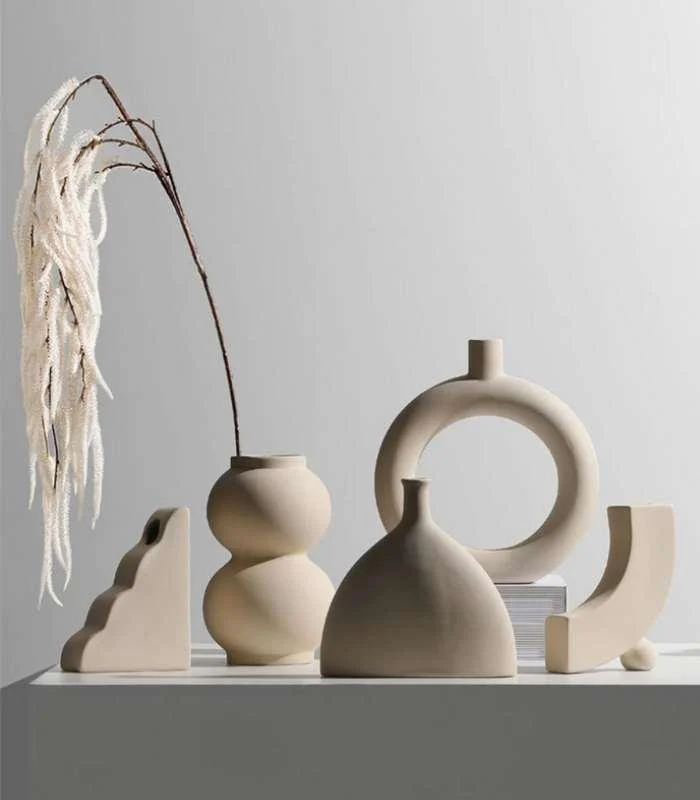 Ceramic Decorative Vase Nordic Style Beige -  - #tag1#