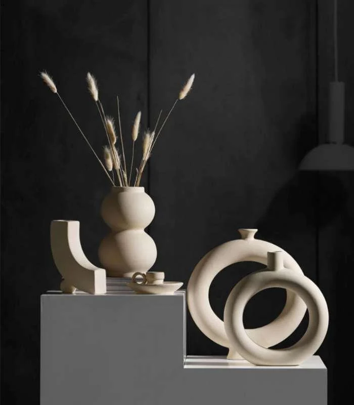 Ceramic Decorative Vase Nordic Style Beige -  - #tag1#