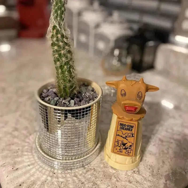 Ceramic Disco Mirror Ball Planter Pot tag1