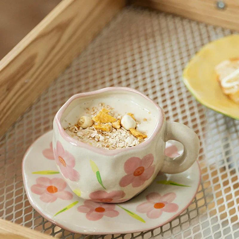 Ceramic Floral Coffee Cup -