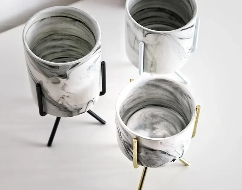 Ceramic Flower Pot Marmero Elegant Shape Modern Decor tag1