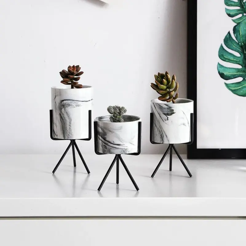 Ceramic Flower Pot Marmero Elegant Shape Modern Decor tag1