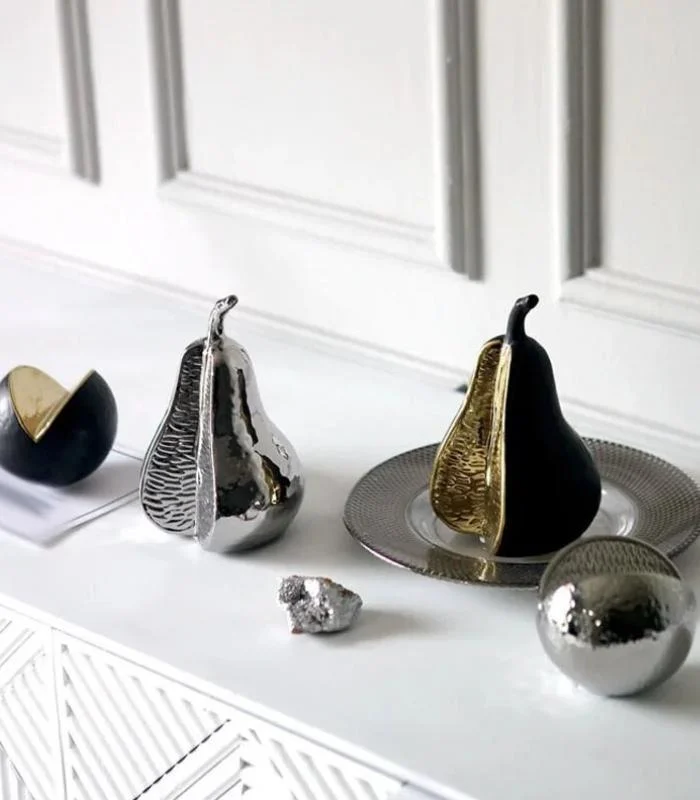 Ceramic Fruit Ornaments - Decorative Object Pear and Tangerine -  - #tag1#