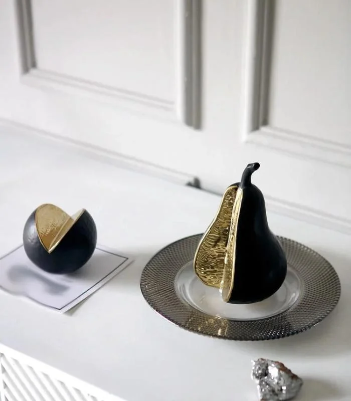 Ceramic Fruit Ornaments - Decorative Object Pear and Tangerine -  - #tag1#