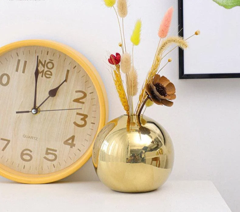 Ceramic Golden Mirror Ball Vase For Flower Arrangement -