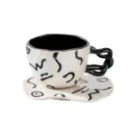 Ceramic Hand Painted Breakfast Mug Saucer Set tag1