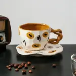Ceramic Hand Painted Breakfast Mug Saucer Set tag1