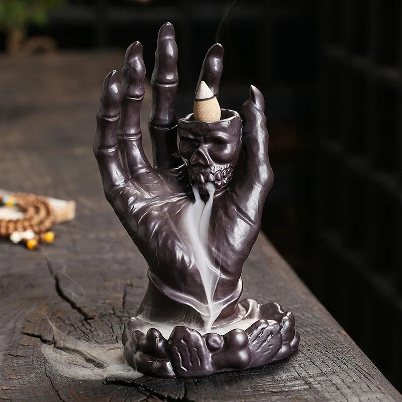 Ceramic Kiln Transformation Halloween Ghost Hand Backflow Incense Stove -  - #tag1#