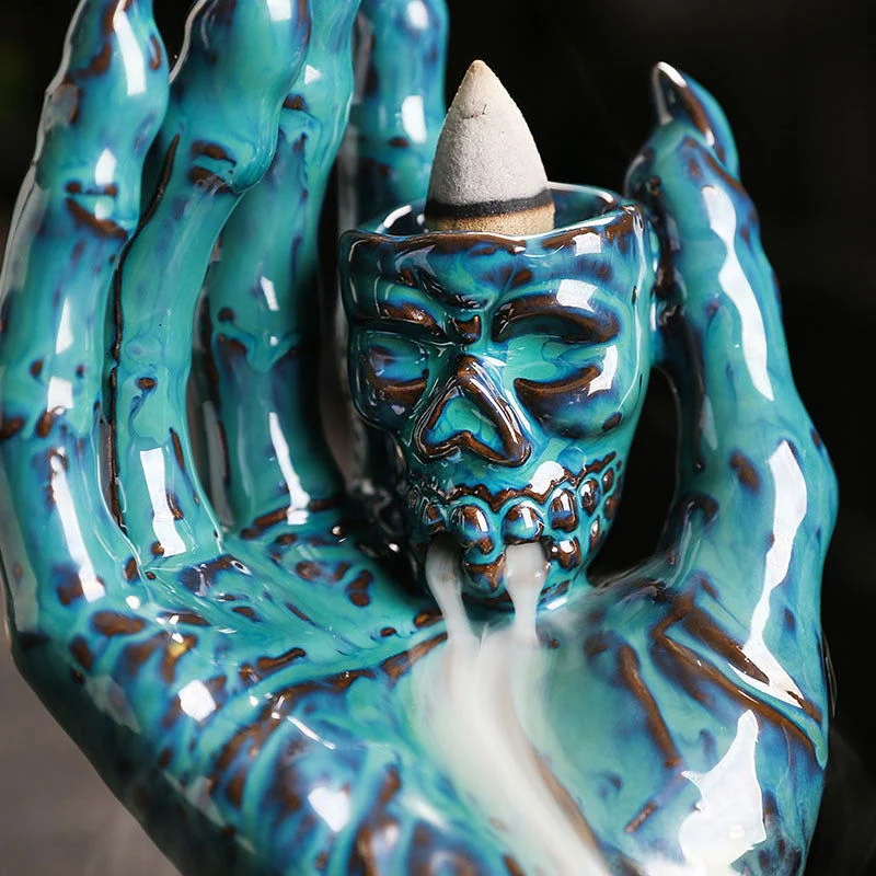 Ceramic Kiln Transformation Halloween Ghost Hand Backflow Incense Stove -  - #tag1#