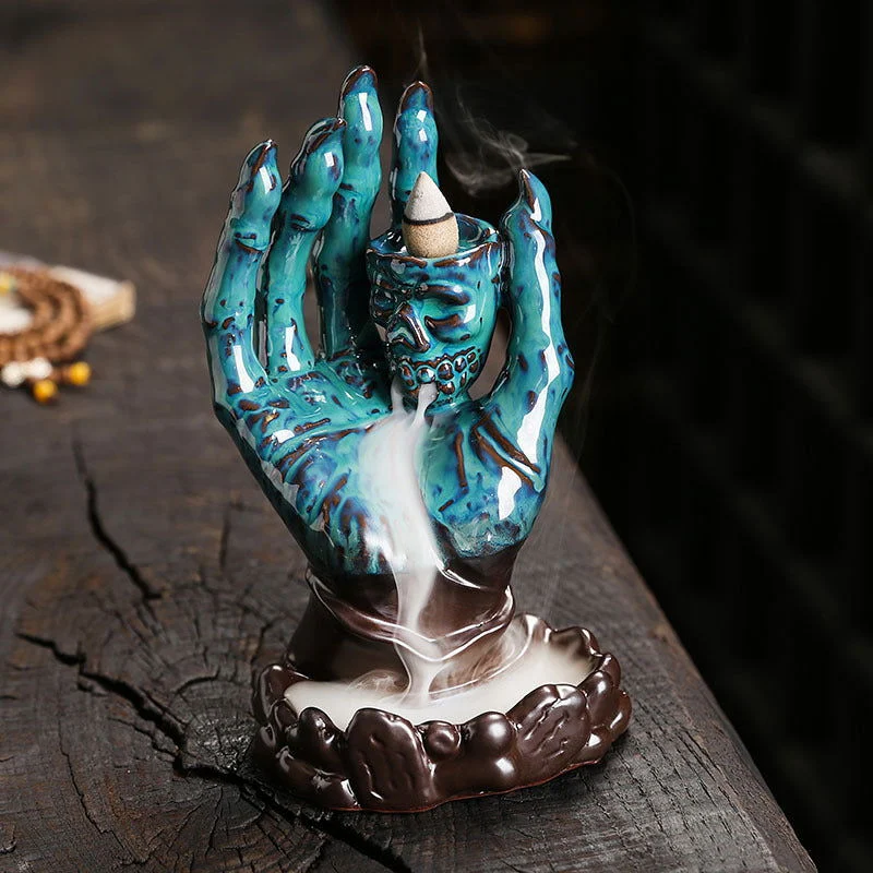 Ceramic Kiln Transformation Halloween Ghost Hand Backflow Incense Stove -  - #tag1#
