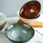 Ceramic Noodle Bowl and Soup Spoons