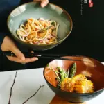 Ceramic Noodle Bowl and Soup Spoons