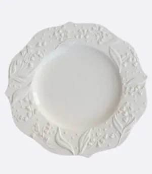 Ceramic Plate Lily of the Valley Embossed Flower Dinner Tableware