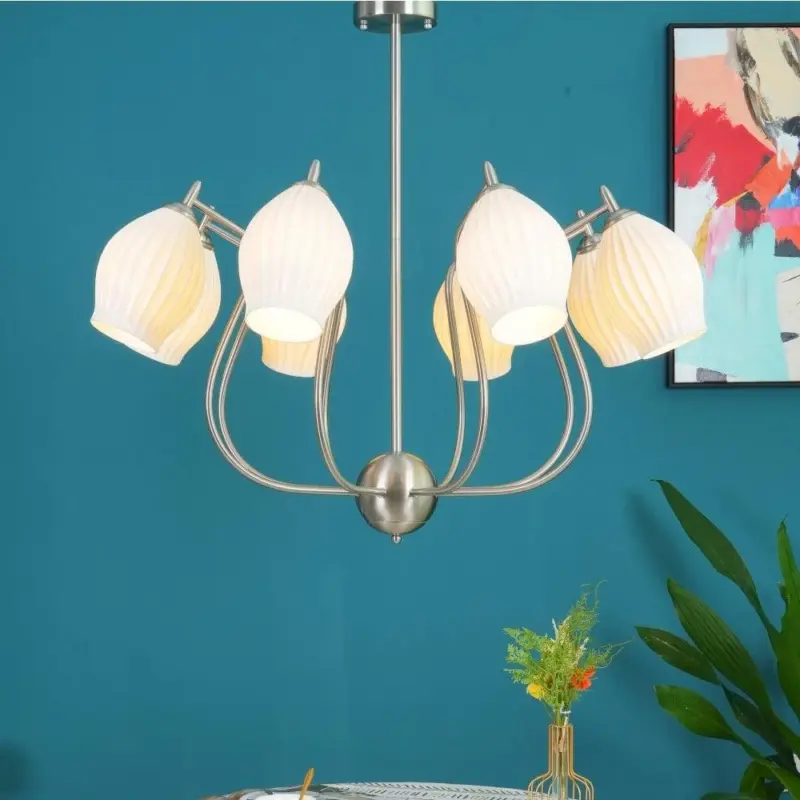 Ceramic Ribbed Chandelier
