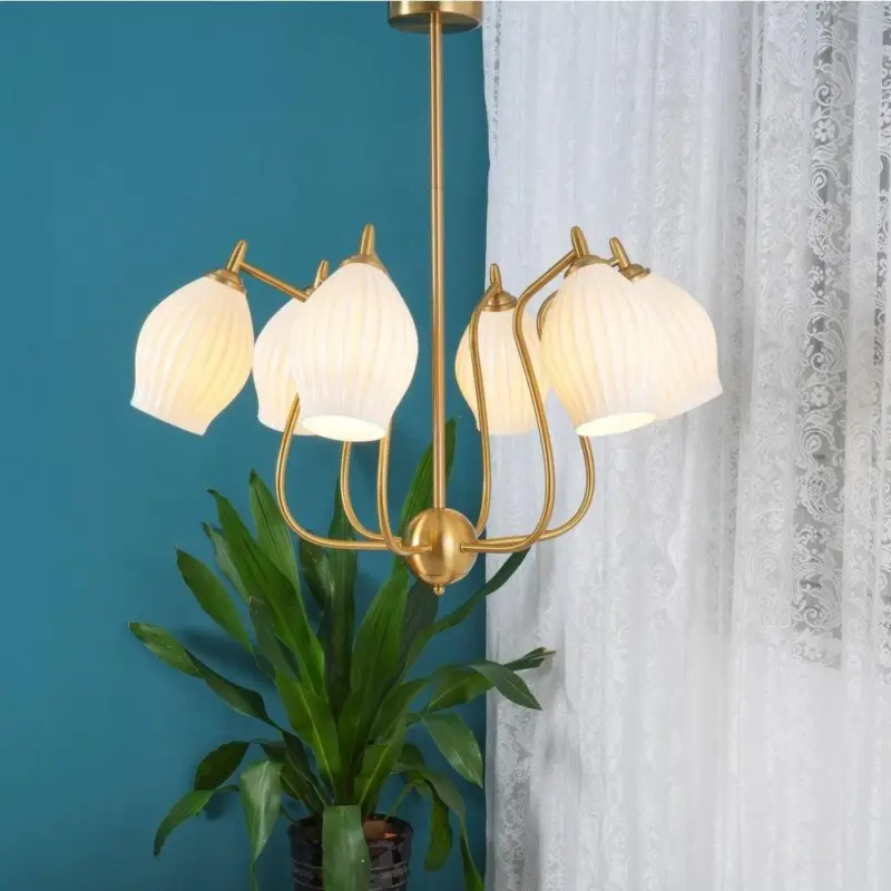 Ceramic Ribbed Chandelier