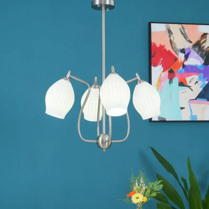 Ceramic Ribbed Chandelier