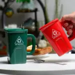 Ceramic Rubbish Bin Shape Mug With Shovel Spoon tag1