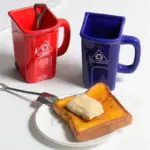 Ceramic Rubbish Bin Shape Mug With Shovel Spoon tag1