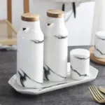 Ceramic Salt Pepper Oil Vinegar 5 Piece Set