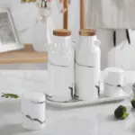 Ceramic Salt Pepper Oil Vinegar 5 Piece Set