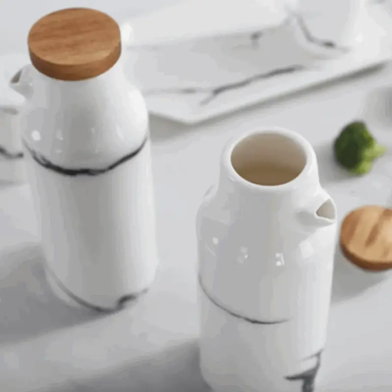 Ceramic Salt Pepper Oil Vinegar 5 Piece Set