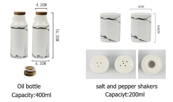 Ceramic Salt, Pepper, Oil & Vinegar 5-Piece Set -