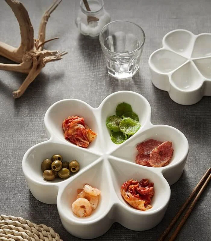 Ceramic Snack Plate: Sleek, Modern Snack Tray | Choose Small or Large White -  - #tag1#