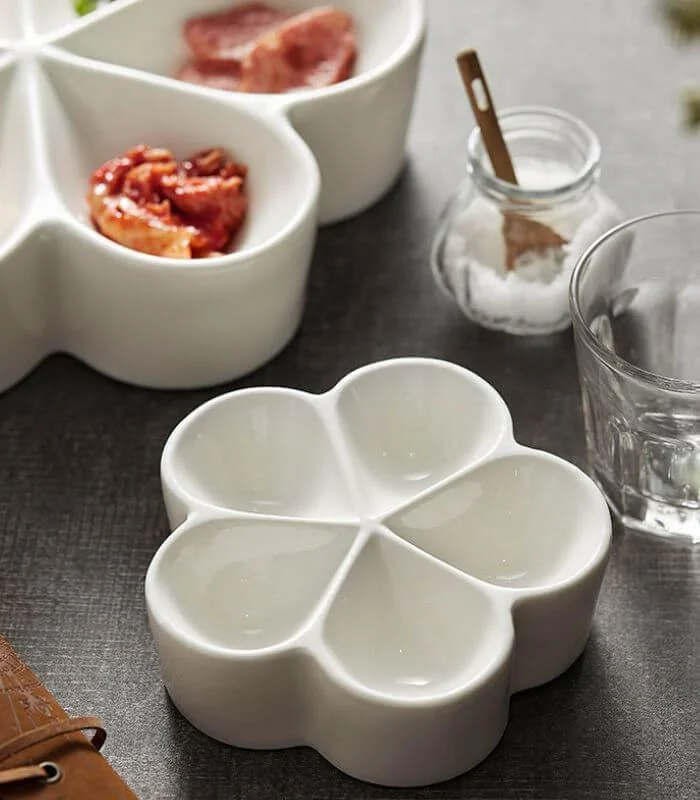 Ceramic Snack Plate: Sleek, Modern Snack Tray | Choose Small or Large White -  - #tag1#
