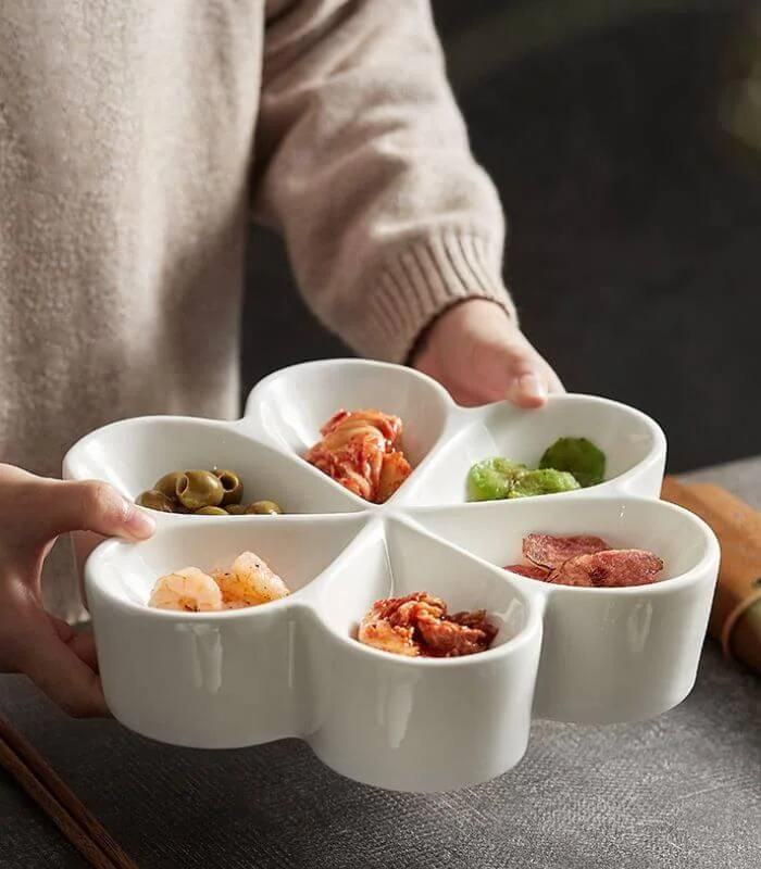 Ceramic Snack Plate: Sleek, Modern Snack Tray | Choose Small or Large White -  - #tag1#