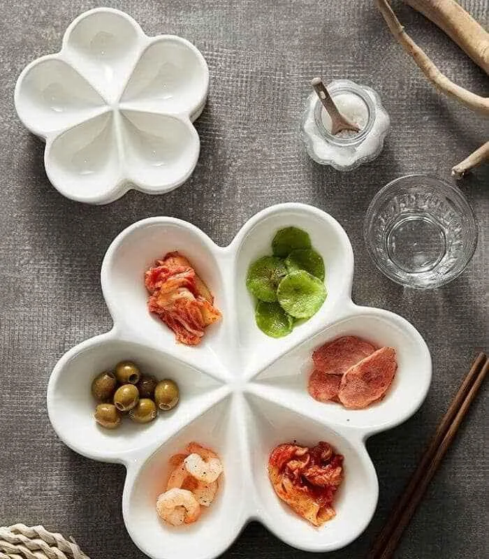 Ceramic Snack Plate: Sleek, Modern Snack Tray | Choose Small or Large White -  - #tag1#