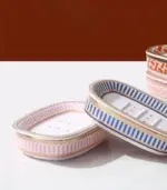 Ceramic Soap Dish With Drain Pink and White 13.8 cm tag1