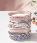 Ceramic Soap Dish With Drain Pink and White 13.8 cm tag1