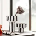 Ceramic_Table_Top_Vase_Paola_Black_and_White_Striped_Wide_Mouth_Flower_Pot_Bowl_-_-_tag1_-4169617 Ceramic Table Top Vase Paola Black and White Striped Wide Mouth Flower Pot Bowl tag1